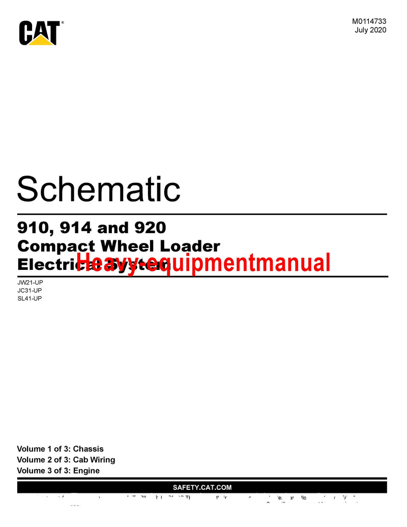 CATERPILLAR 914 COMPACT WHEEL LOADER ELECTRICAL & HYDRAULIC SCHEMATIC MANUAL JC3