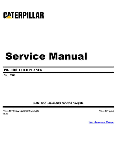 PDF PR-1000C CATERPILLAR COLD PLANER 5XC SERVICE REPAIR MANUAL 