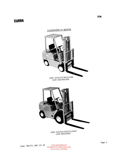 Get Instant Clark PMA-273 Forklift Planned Maintenance &amp; Adjustment Procedures Manual - Download PDF