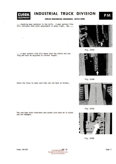 Clark PMA-441 Forklift Planned Maintenance & Adjustment Manual - PDF Download