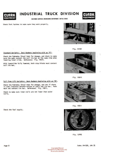 Clark PMA-441 Forklift Planned Maintenance & Adjustment Manual - PDF Download