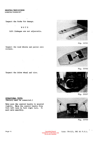 Clark PMA-525 Forklift Planned Maintenance & Adjustment Manual - PDF Download