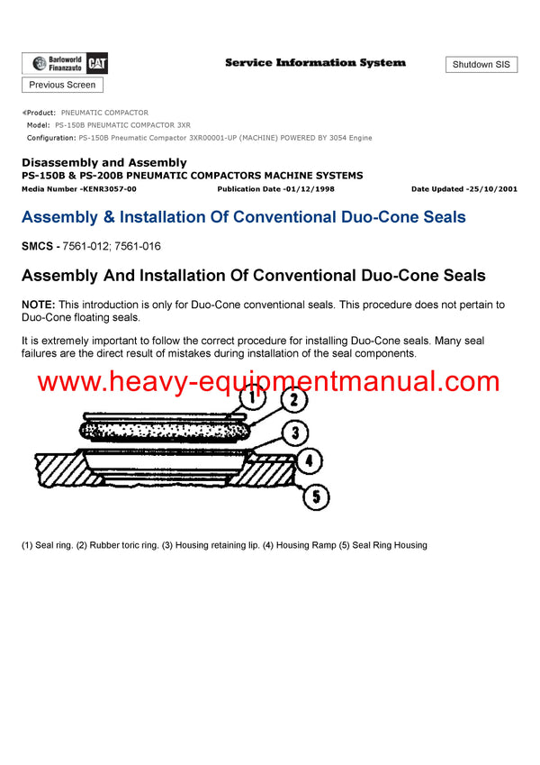 DOWNLOAD CATERPILLAR PS-150B PNEUMATIC COMPACTOR SERVICE REPAIR MANUAL 3XR