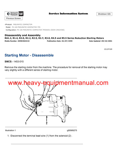 Caterpillar PS-180 PNEUMATIC COMPACTOR Full Complete Service Repair Manual 7PD