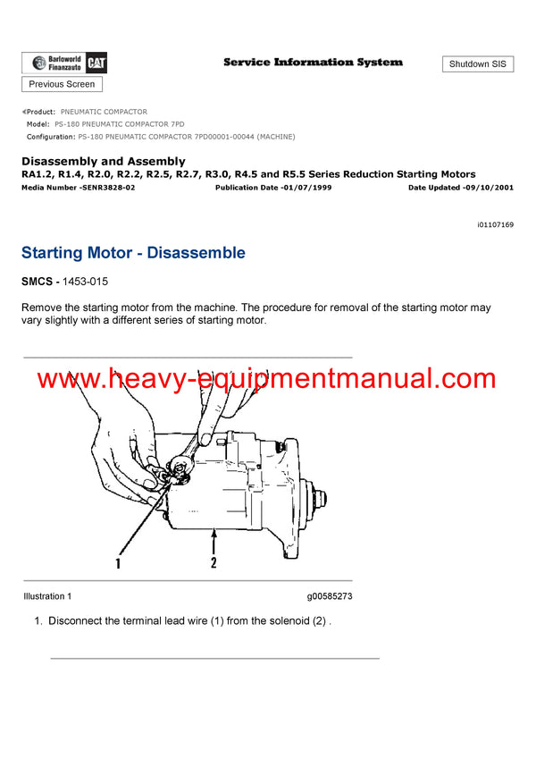 DOWNLOAD CATERPILLAR PS-180 PNEUMATIC COMPACTOR SERVICE REPAIR MANUAL 7PD