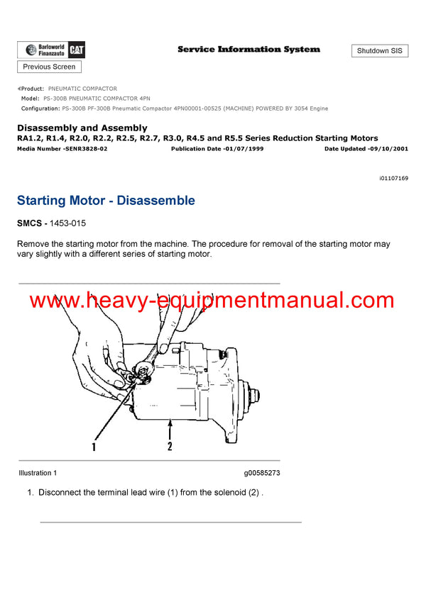 Caterpillar PS-300B PNEUMATIC COMPACTOR Full Complete Service Repair Manual 4PN