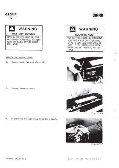 Clark PW15-18PW186 (OH-525) Forklift Overhaul Manual - PDF Download