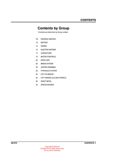 Clark PWX HWX 30-40 (SM-879) Forklift Service Repair Manual - PDF Download