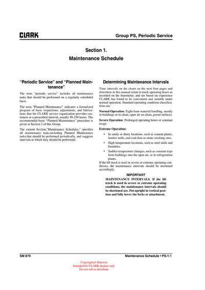 Clark PWX HWX 30-40 (SM-879) Forklift Service Repair Manual - PDF Download