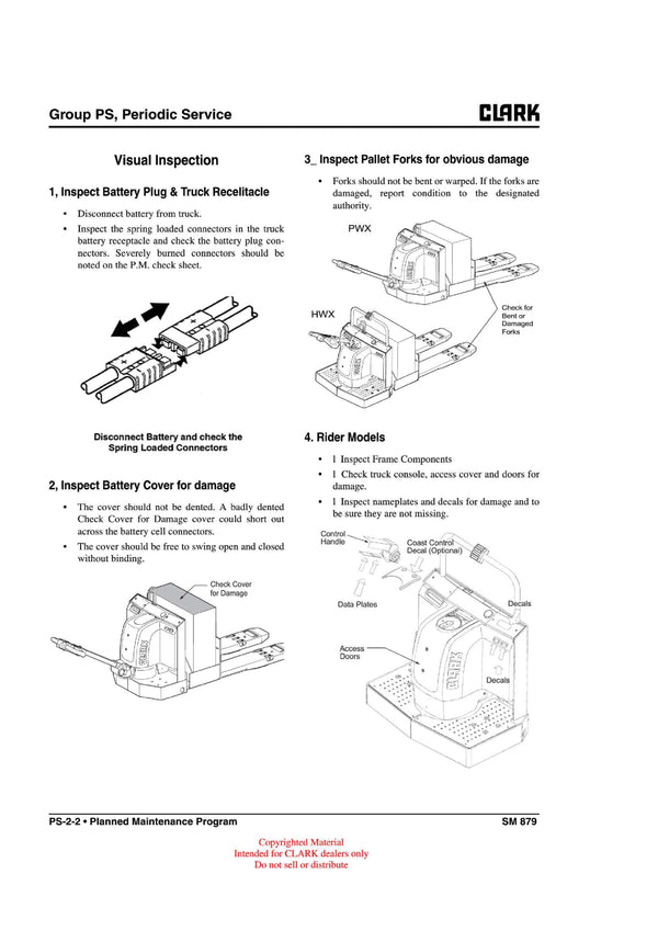 Clark PWX HWX 30-40 (SM-879) Forklift Service Repair Manual - PDF Download