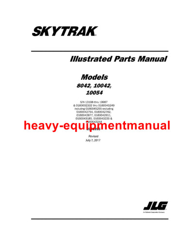 JLG SKYTRACK 8042, 10042, 10054 Telehandler Pats Manual