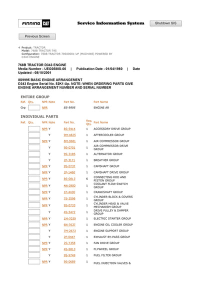 Download Caterpillar 768B Tractor Parts Manual 79S