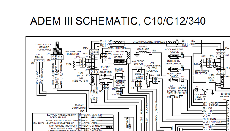 Peterbilt ADEM III ECU C10, C12, 340 Electrical Schematic Manual