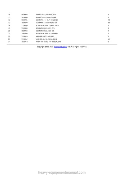 Polaris PRO XD 4000D D21BEPD4B4 Utility Vehicle Parts Manual PDF