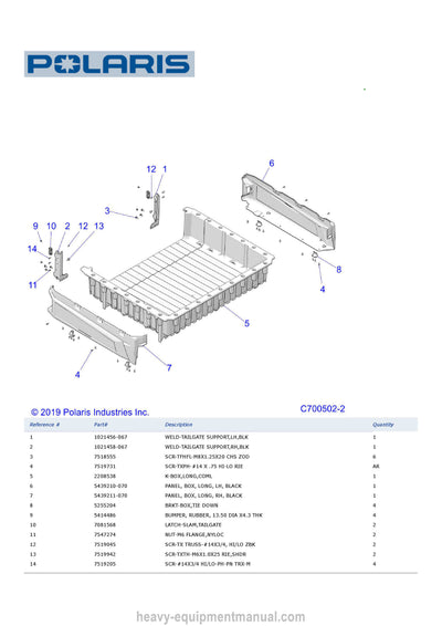 Polaris PRO XD 4000D D21BEPD4B4 Utility Vehicle Parts Manual PDF
