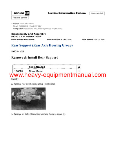 DOWNLOAD CATERPILLAR R1300 LOAD HAUL DUMP SERVICE REPAIR MANUAL 6QW