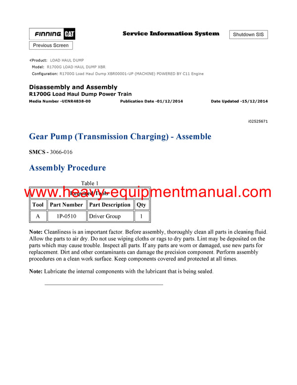 DOWNLOAD CATERPILLAR R1700G LOAD HAUL DUMP SERVICE REPAIR MANUAL XBR