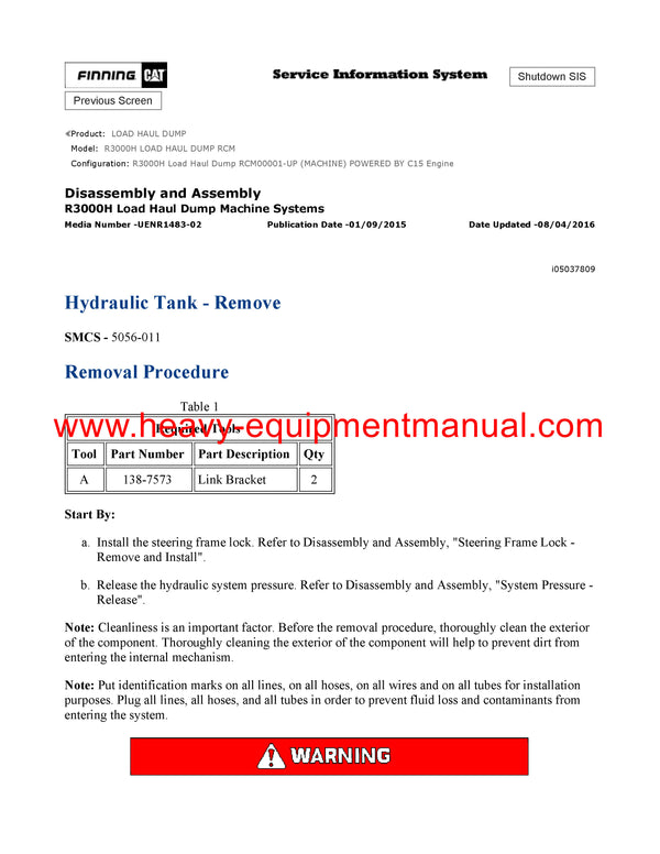 DOWNLOAD CATERPILLAR R3000H LOAD HAUL DUMP SERVICE REPAIR MANUAL RCM