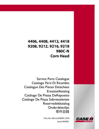 Case IH 4400 & 92 SERIES CORN HEADER Parts Manual RAC-J-HD04PC