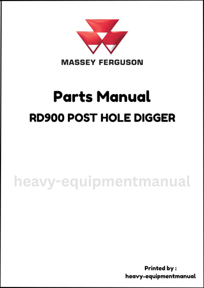 Massey Ferguson RD900 POST HOLE DIGGER Parts Manual - Download PDF