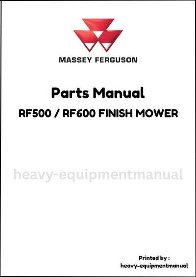 Massey Ferguson RF500 / RF600 FINISH MOWER Parts Manual - Download PDF