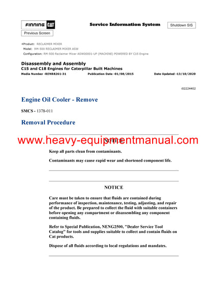 Download Caterpillar RM-500 RECLAIMER MIXER Service Repair Manual ASW 