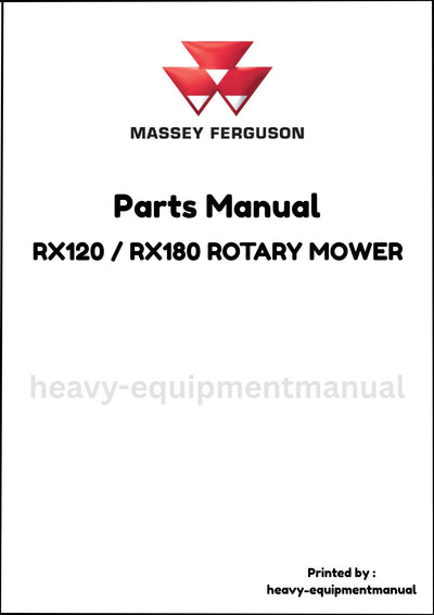Massey Ferguson RX120 / RX180 ROTARY MOWER Parts Manual - Download PDF