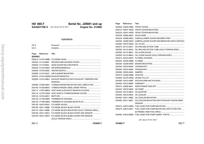 Komatsu HD465-7(IDN) Rigid Dump Truck Parts Manual SN J20001-UP