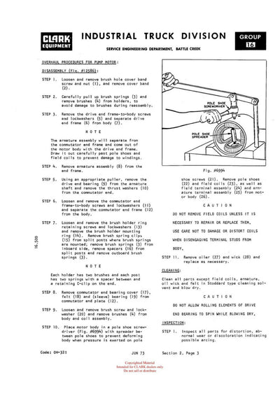 Clark S 20 30 40 - SP 20 25 30 (OH-321) Forklift Overhaul Manual - PDF Download
