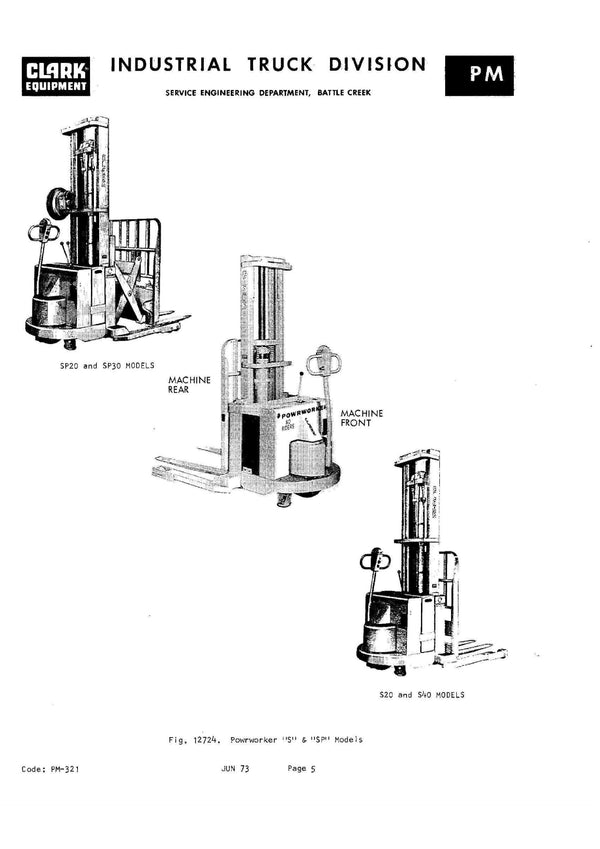 Clark S 20 30 40 SP 20 25 30 (PMA-321) Forklift Planned Maintenance Manual - PDF Download
