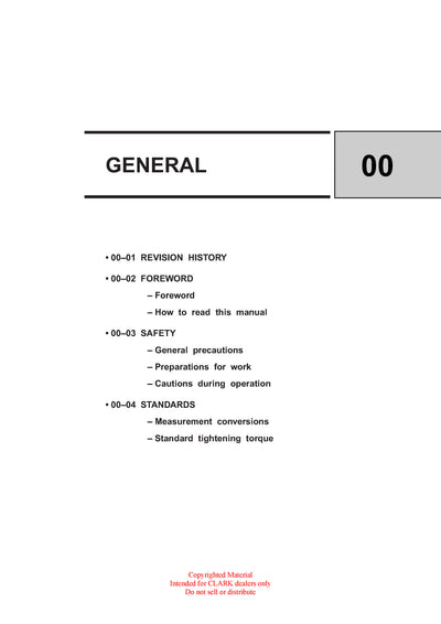 Clark SF 35-45 D L CMP 40-50s D L (SM-712)Forklift Service Repair Manual - PDF Download