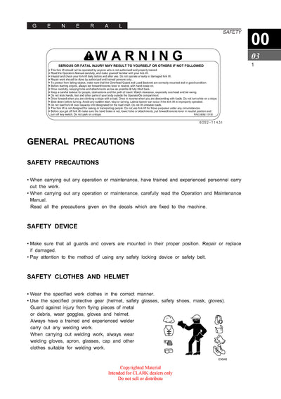 Clark SF 35-45 D L CMP 40-50s D L (SM-712)Forklift Service Repair Manual - PDF Download