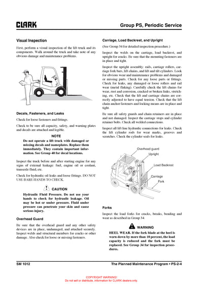 Clark SM-1012 Forklift Service Repair Manual - PDF Download