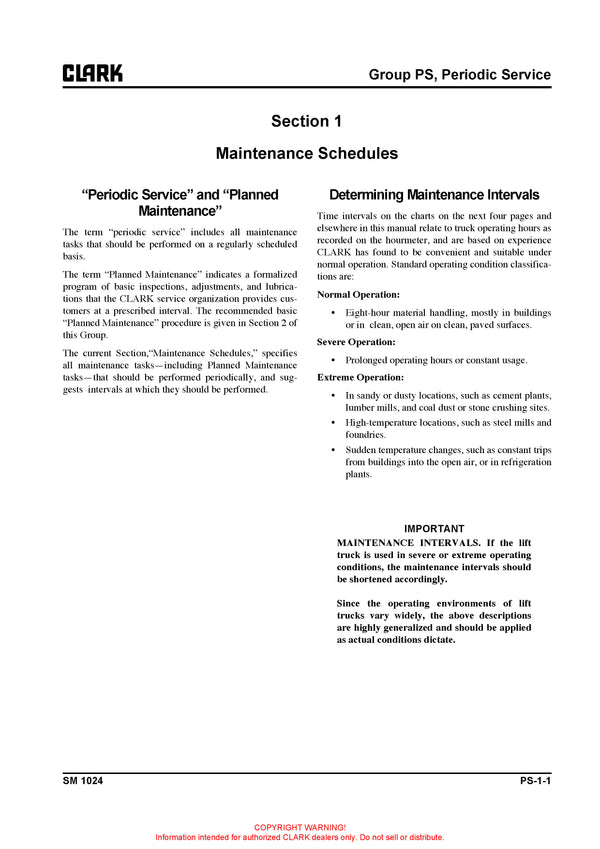 Clark GTS 20/25/30/33 L (SM-1024 Forklift Service Repair Manual - PDF Download