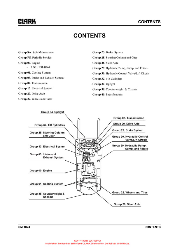 Clark GTS 20/25/30/33 L (SM-1024 Forklift Service Repair Manual - PDF Download