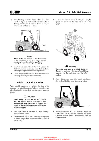 Clark SM-1031 Forklift Service Repair Manual - PDF Download