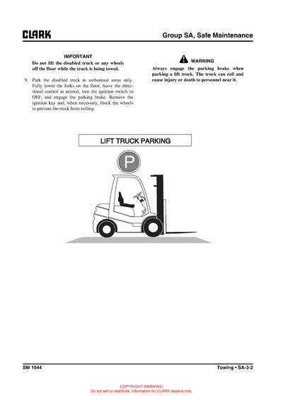 Clark SM-1044 Forklift Service Repair Manual - PDF Download