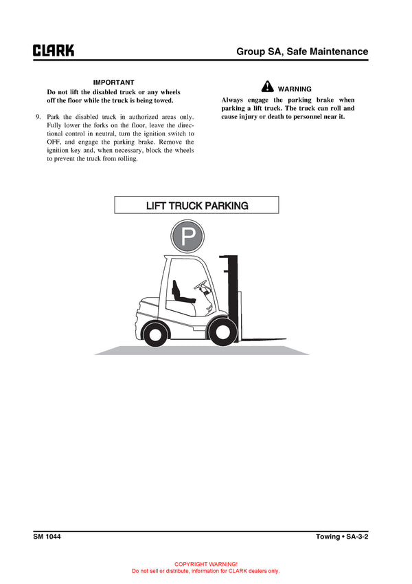 Clark SM-1044 Forklift Service Repair Manual - PDF Download