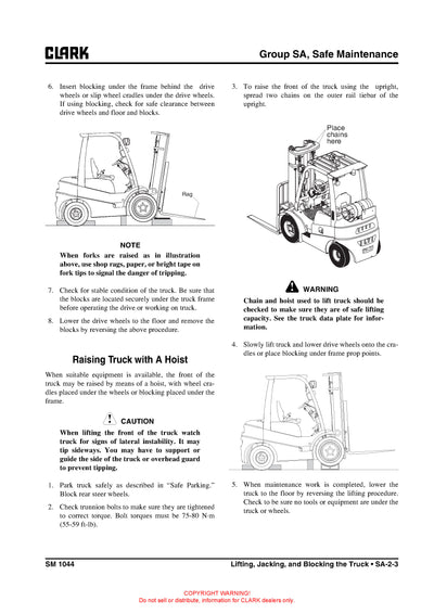 Clark SM-1044 Forklift Service Repair Manual - PDF Download