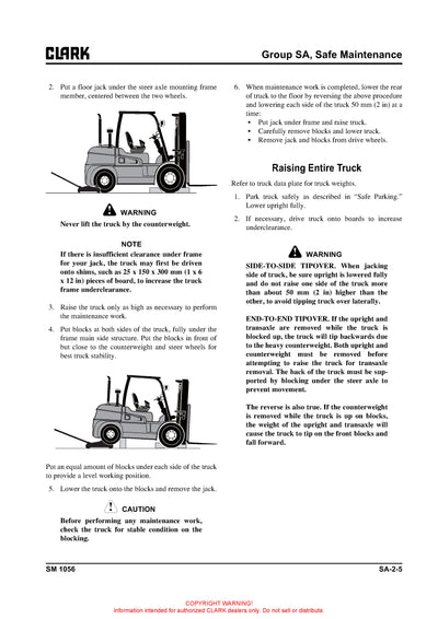 Clark C 40/45/50s/55s L (SM-1056) Forklift Service Repair Manual - PDF Download