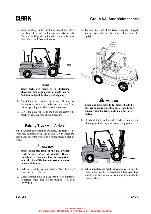 Clark C 40/45/50s/55s L (SM-1056) Forklift Service Repair Manual - PDF Download