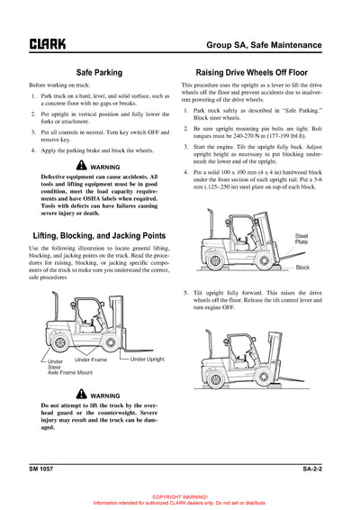 Clark C60/70/75 L (SM-1057) Forklift Service Repair Manual - PDF Download