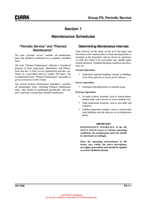 Clark CGC 40/50/55/60/70 (SM-1058) Forklift Service Repair Manual - PDF Download