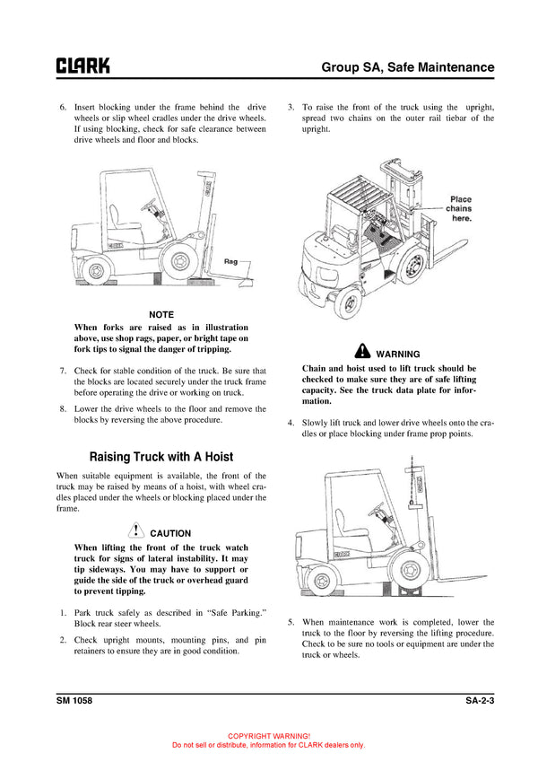 Clark CGC 40/50/55/60/70 (SM-1058) Forklift Service Repair Manual - PDF Download