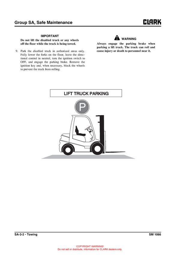 Clark SM-1066 Forklift Service Repair Manual - PDF Download