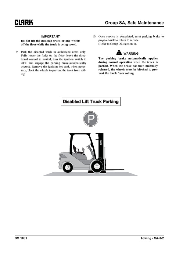Clark SM-1081 Forklift Service Repair Manual - PDF Download