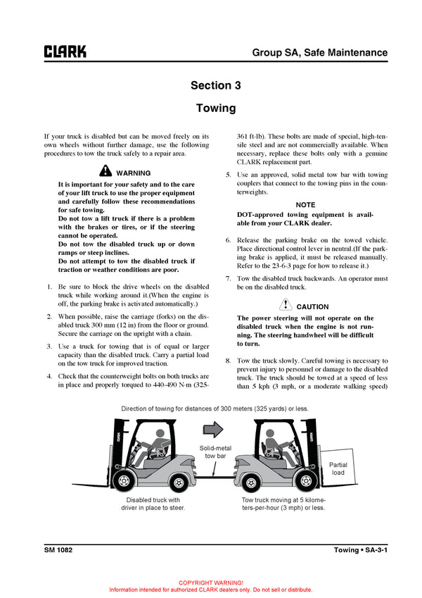 Clark SM-1082 Forklift Service Repair Manual - PDF Download