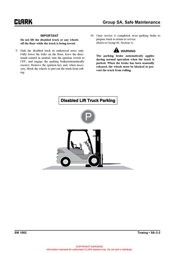 Clark SM-1082 Forklift Service Repair Manual - PDF Download
