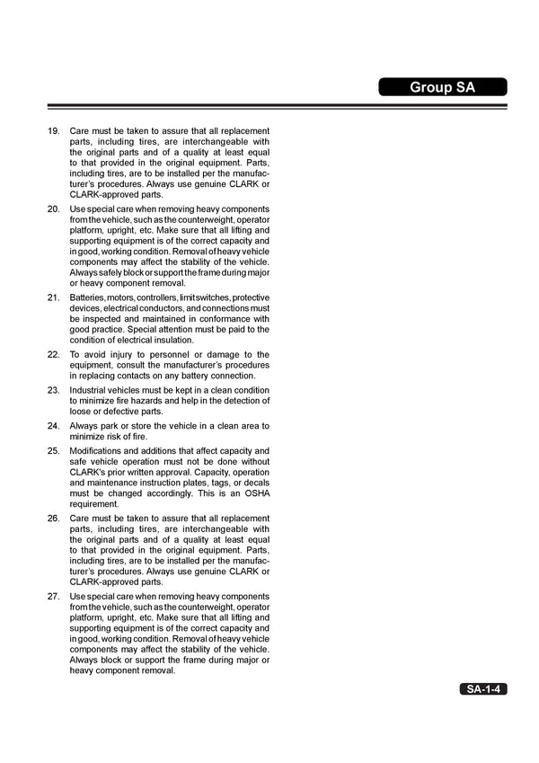 Clark SM-1201 Forklift Service Repair Manual - PDF Download