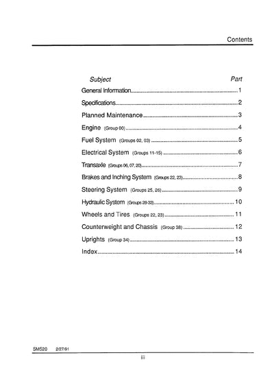 Clark GCS GPS (SM-520R) Forklif Service Repair Manual - PDF Download